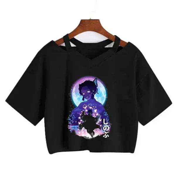 Demon Slayer Nezuko Crop Top T-Shirt for Women – Kimetsu no Yaiba Anime Manga Tee - 2257 / XL