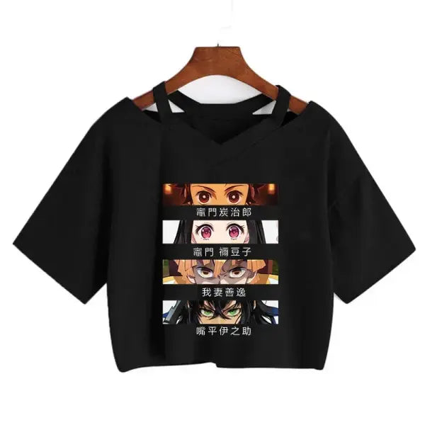 Demon Slayer Nezuko Crop Top T-Shirt for Women – Kimetsu no Yaiba Anime Manga Tee - 2270 / L