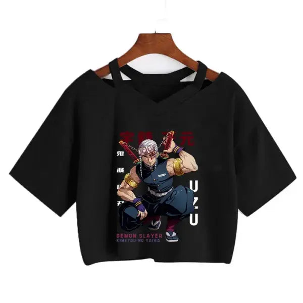 Demon Slayer Nezuko Crop Top T-Shirt for Women – Kimetsu no Yaiba Anime Manga Tee - 2265 / S