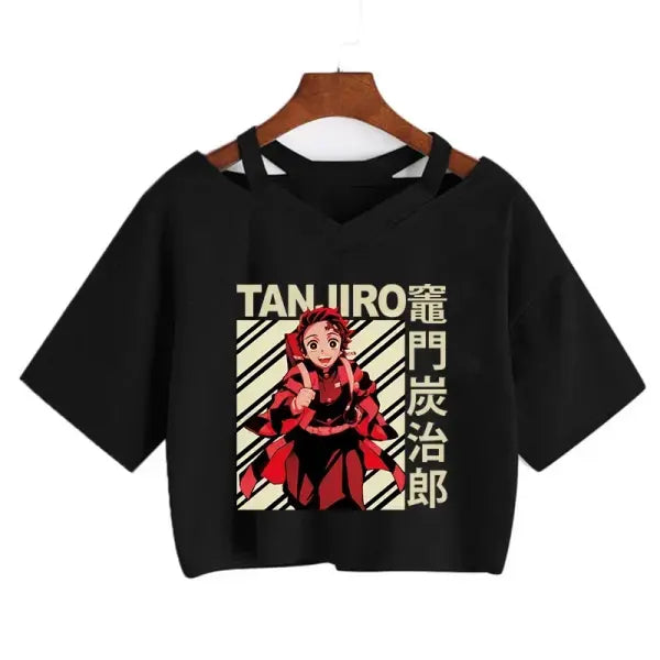 Demon Slayer Nezuko Crop Top T-Shirt for Women – Kimetsu no Yaiba Anime Manga Tee - 2201 / XL