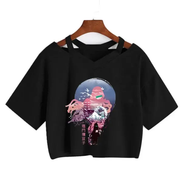 Demon Slayer Nezuko Crop Top T-Shirt for Women – Kimetsu no Yaiba Anime Manga Tee - 2252 / XL