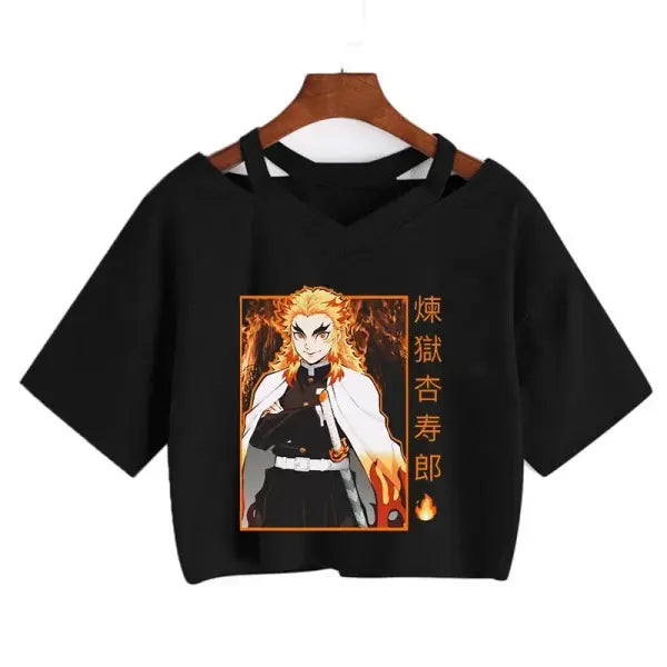 Demon Slayer Nezuko Crop Top T-Shirt for Women – Kimetsu no Yaiba Anime Manga Tee - 2260 / XXL