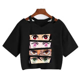 Demon Slayer Nezuko Crop Top T-Shirt for Women – Kimetsu no Yaiba Anime Manga Tee - 40004 / S