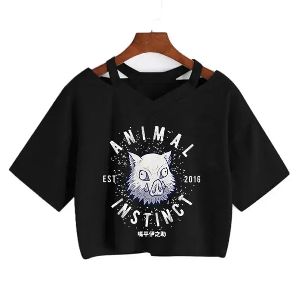Demon Slayer Nezuko Crop Top T-Shirt for Women – Kimetsu no Yaiba Anime Manga Tee - 2315 / S