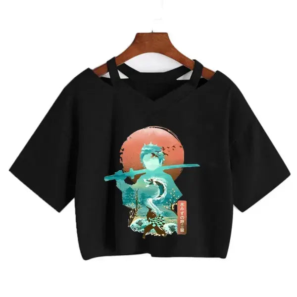 Demon Slayer Nezuko Crop Top T-Shirt for Women – Kimetsu no Yaiba Anime Manga Tee - 2251 / XXL
