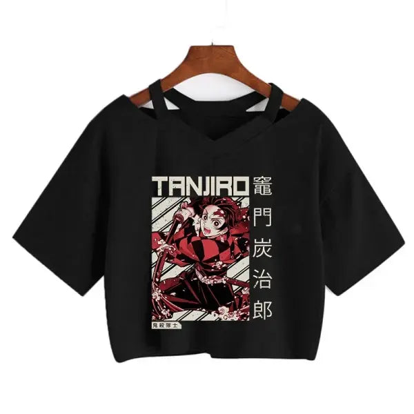 Demon Slayer Nezuko Crop Top T-Shirt for Women – Kimetsu no Yaiba Anime Manga Tee - 70006 / XL
