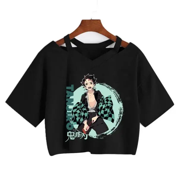Demon Slayer Nezuko Crop Top T-Shirt for Women – Kimetsu no Yaiba Anime Manga Tee - 32841 / S