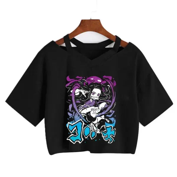 Demon Slayer Nezuko Crop Top T-Shirt for Women – Kimetsu no Yaiba Anime Manga Tee - 2310 / XXL