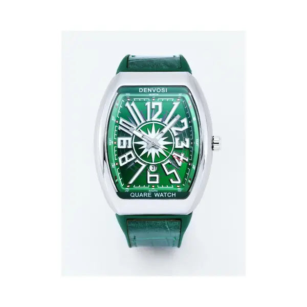Silicone Strap Quartz Watch with Alloy Case and Luminous Hands - green