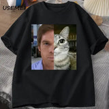 Dexter Morgan Cat T-Shirt – Funny Cotton Unisex Streetwear Tee | Harajuku Printed Top - black / XL