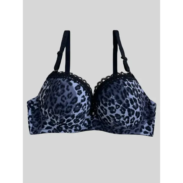 Diana Rose Leopard print Push Up Bra For Women With steel ring B Cup Bra Lady’s Underwear High Quality - Black / 75B