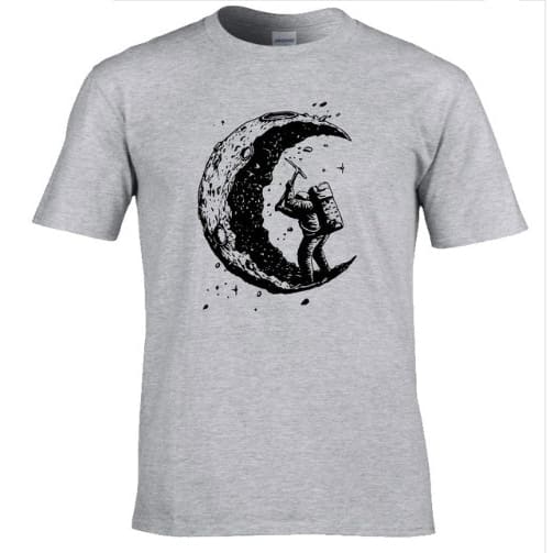 Digging The Moon Print Casual Mens O-neck T Shirts Fashion Men’s Tops Men T-shirt Short Sleeve Men Tshirt - Light