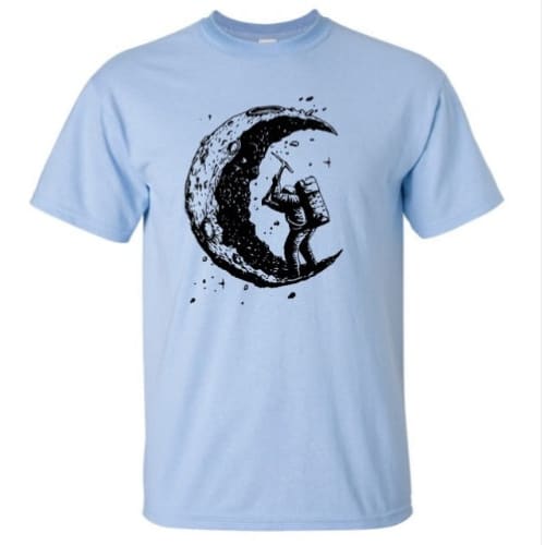 Digging The Moon Print Casual Mens O-neck T Shirts Fashion Men’s Tops Men T-shirt Short Sleeve Men Tshirt - Light