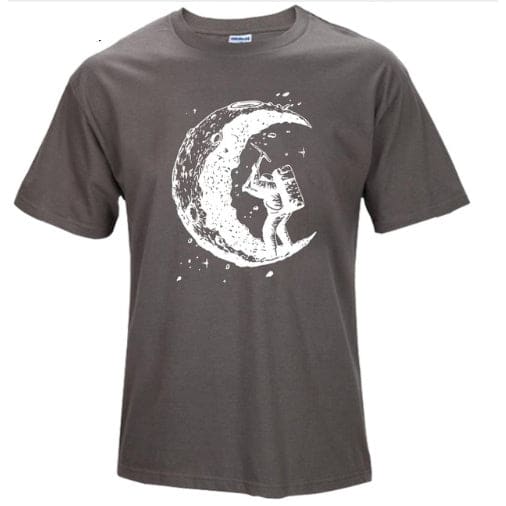 Digging The Moon Print Casual Mens O-neck T Shirts Fashion Men’s Tops Men T-shirt Short Sleeve Men Tshirt - Tan 1 / L