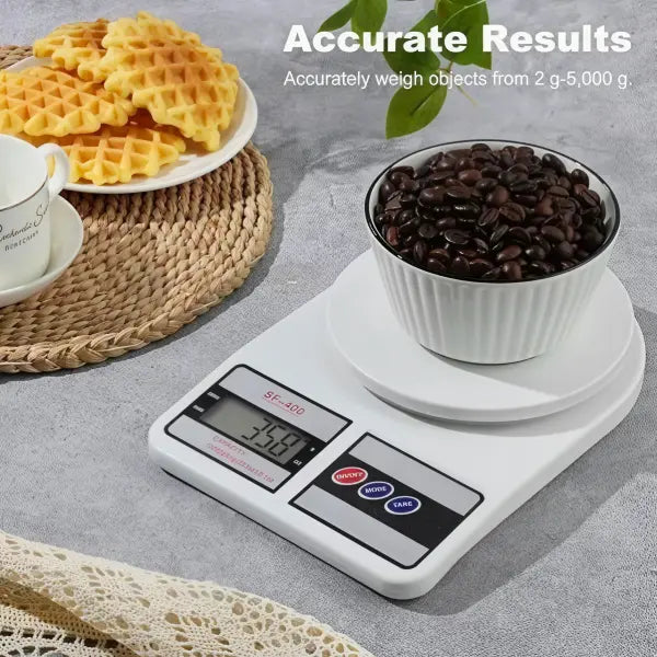 Digital Kitchen Scale (22lb/10kg): Stainless Steel Food Scale for Baking & Meal Prep - white