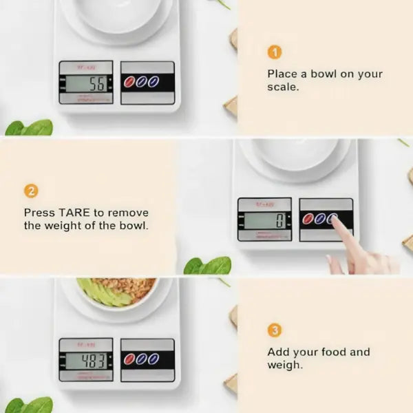 Digital Kitchen Scale (22lb/10kg): Stainless Steel Food Scale for Baking & Meal Prep - white