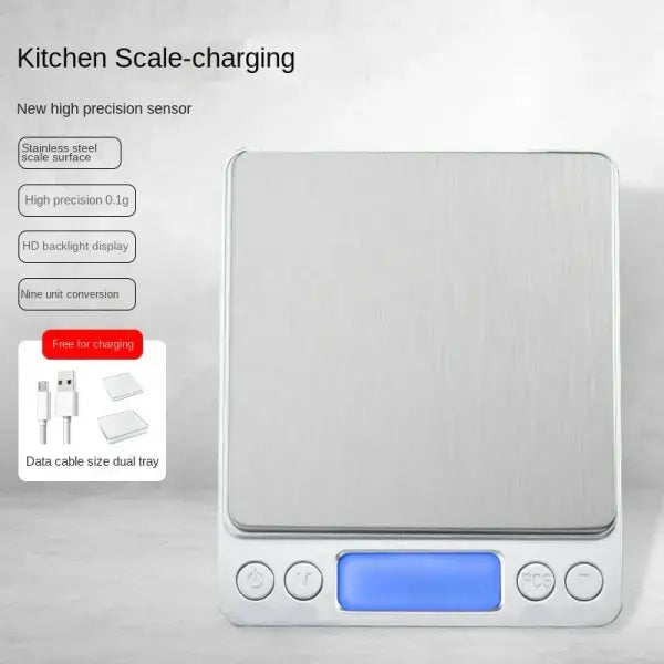 Digital Kitchen Scale Mini Pocket Stainless Steel Precision Jewelry Electronic Balance Weight Gold Gram 0.1/3000g Weigh