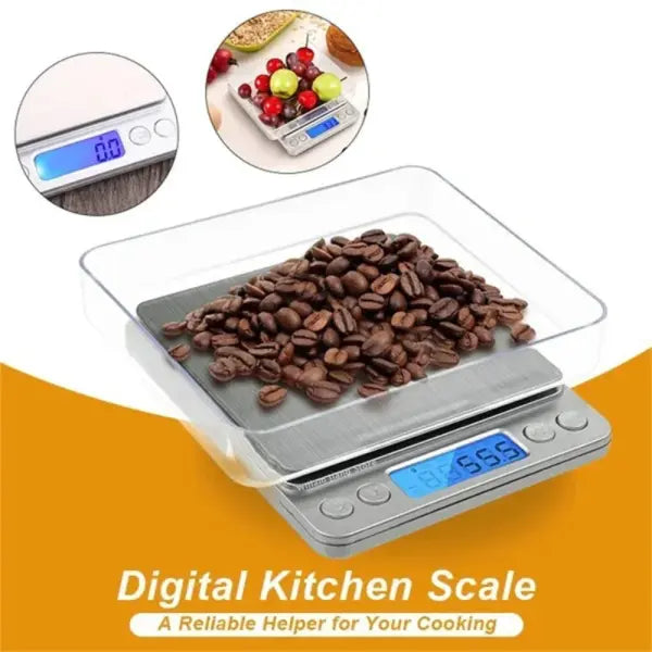 Digital Kitchen Scale Mini Pocket Stainless Steel Precision Jewelry Electronic Balance Weight Gold Gram 0.1/3000g Weigh