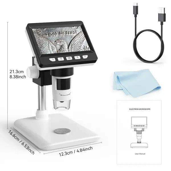 Digital microscope 4.3 Inch IPS Screen for PCB repair - White / 1000X