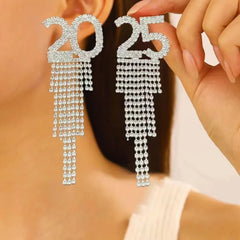 Digital Rhinestone Letter Earrings for Women’s Fashion Accessory 2025 - Himpall