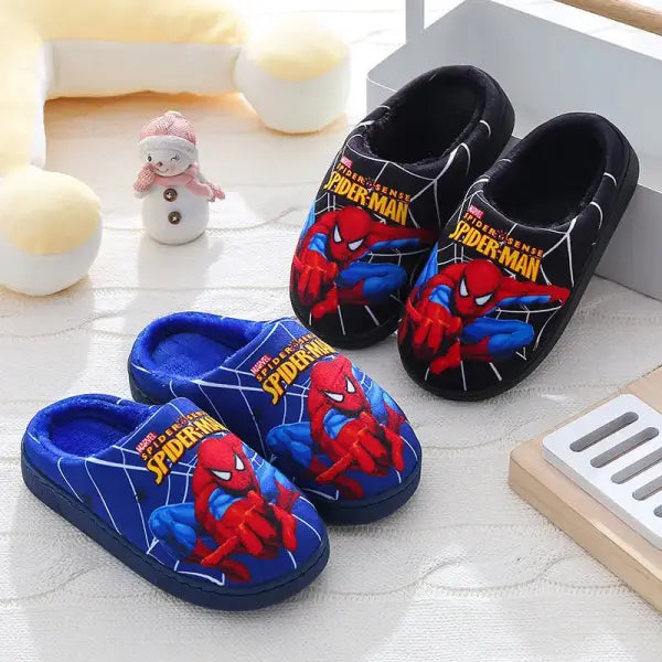 Disney Spider-Man Cartoon Kids & Adults Cotton Slippers – Toddler Winter Warm Indoor Home Shoes