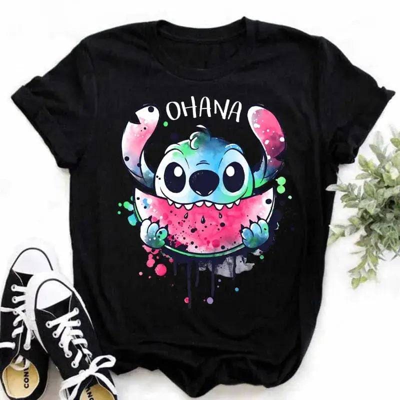 Disney Lilo & Stitch Women’s T-shirts: Ohana Stitch Summer Tops.