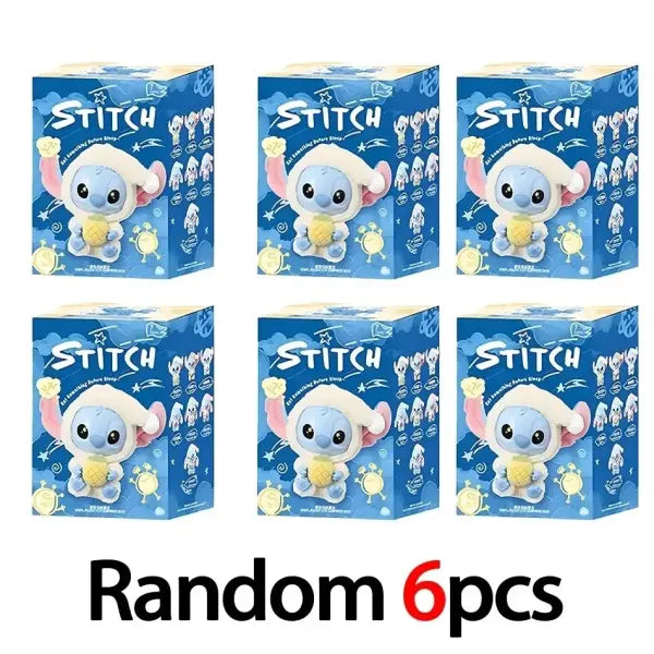 Disney nuevo Stitch Plush Doll Blind Box Eat Before Sleep Series Vinyl Hanging Bag Cute Mystery Toy - A Random 6PCS