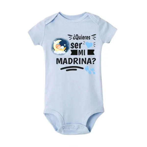 Will You Be My Godmother/Godfather?” Baby Romper – Newborn Short Sleeve Bodysuit Outfit - TR798366-SRPLB / 24 MONTH