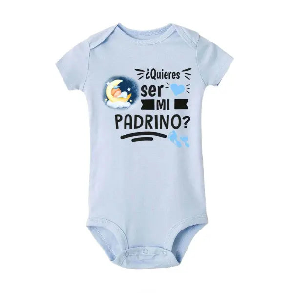Will You Be My Godmother/Godfather?” Baby Romper – Newborn Short Sleeve Bodysuit Outfit - TR798367-SRPLB / 24 MONTH