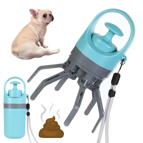 Dog Poop Scooper Eight-Claw Shovel Built-in Poop Bag Hair Remover