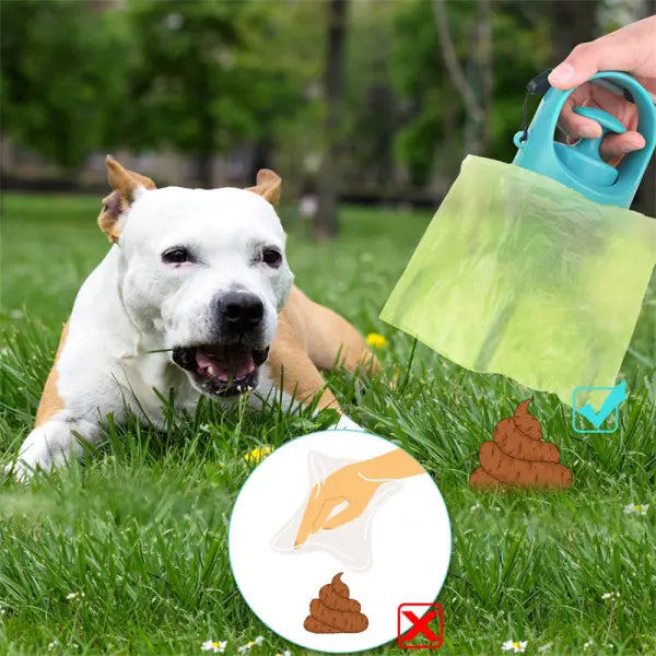 Dog Poop Scooper Eight-Claw Shovel Built-in Poop Bag Hair Remover