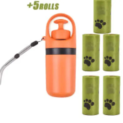 Dog Poop Scooper Eight-Claw Shovel Built-in Poop Bag Hair Remover - Orange Set