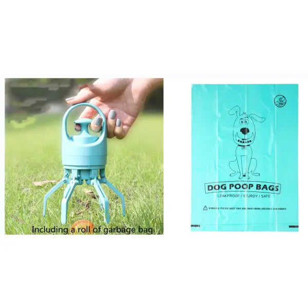 Dog Poop Scooper Eight-Claw Shovel Built-in Poop Bag Hair Remover - Set