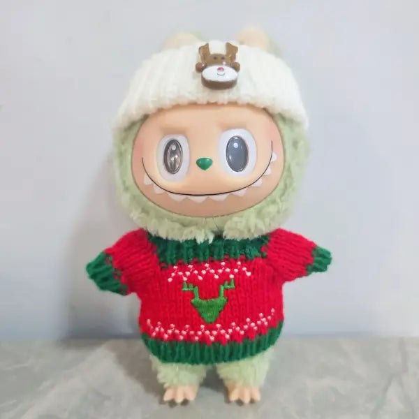 Doll Clothes For 15-17CM Labubu Clothing Merry Christmas Hat Scarf Elk Snowman Set Mini Plush Doll Accessory New Year