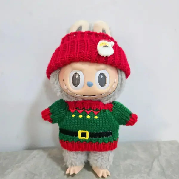Doll Clothes For 15-17CM Labubu Clothing Merry Christmas Hat Scarf Elk Snowman Set Mini Plush Doll Accessory New Year