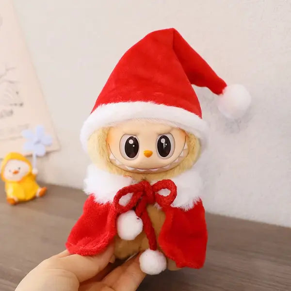 Doll Clothes For 15-17CM Labubu Clothing Merry Christmas Hat Scarf Elk Snowman Set Mini Plush Doll Accessory New Year