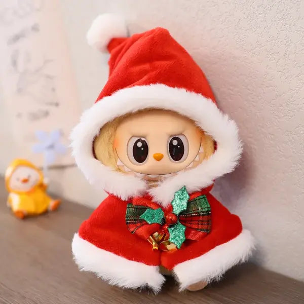 Doll Clothes For 15-17CM Labubu Clothing Merry Christmas Hat Scarf Elk Snowman Set Mini Plush Doll Accessory New Year
