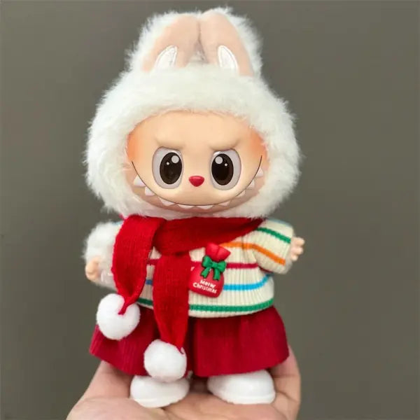 Doll Clothes For 15-17CM Labubu Clothing Merry Christmas Hat Scarf Elk Snowman Set Mini Plush Doll Accessory New Year