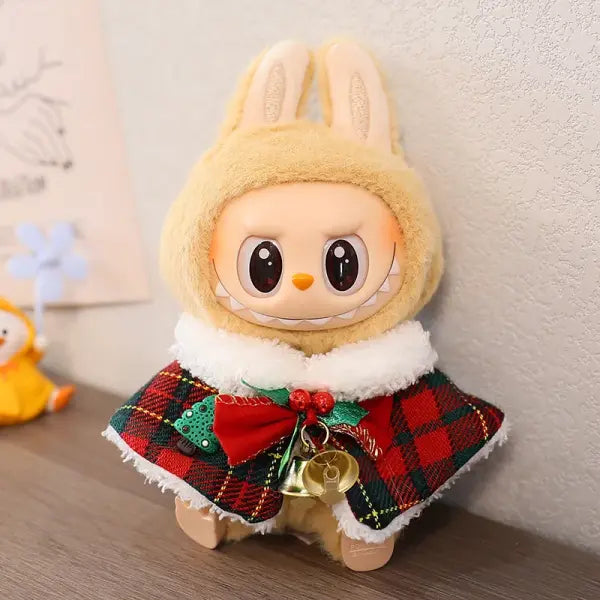 Doll Clothes For 15-17CM Labubu Clothing Merry Christmas Hat Scarf Elk Snowman Set Mini Plush Doll Accessory New Year