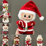 Doll Clothes For 15-17CM Labubu Clothing Merry Christmas Hat Scarf Elk Snowman Set Mini Plush Doll Accessory New Year