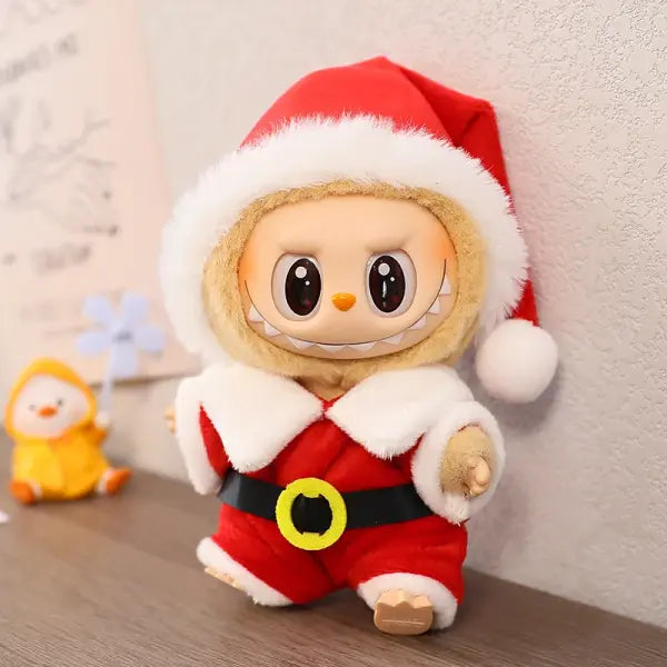 Doll Clothes For 15-17CM Labubu Clothing Merry Christmas Hat Scarf Elk Snowman Set Mini Plush Doll Accessory New Year