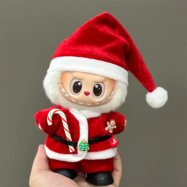 Labubu Doll Clothes 15–17CM – Christmas Hat Scarf & Elk Snowman Set | Mini Plush Doll Accessories Holiday Gift - 01