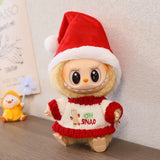 Doll Clothes For 15-17CM Labubu Clothing Merry Christmas Hat Scarf Elk Snowman Set Mini Plush Doll Accessory New Year