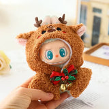 Doll Clothes For 15-17CM Labubu Clothing Merry Christmas Hat Scarf Elk Snowman Set Mini Plush Doll Accessory New Year