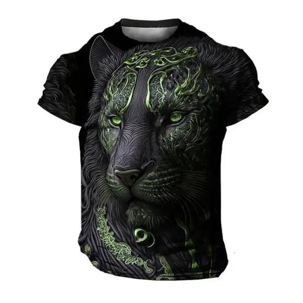 Domineering Lion 3D Print T-Shirt for Men – Summer Casual Oversized Streetwear Harajuku Short Sleeve Top