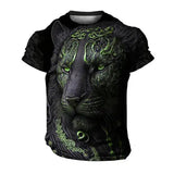 Domineering Lion 3D Print T-Shirt for Men – Summer Casual Oversized Streetwear Harajuku Short Sleeve Top