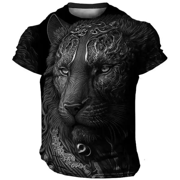Domineering Lion 3D Print T-Shirt for Men – Summer Casual Oversized Streetwear Harajuku Short Sleeve Top - TX-BZ02 / S