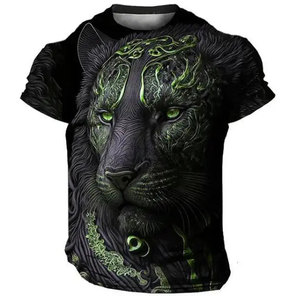 Domineering Lion 3D Print T-Shirt for Men – Summer Casual Oversized Streetwear Harajuku Short Sleeve Top - TX-BZ04 / 4XL