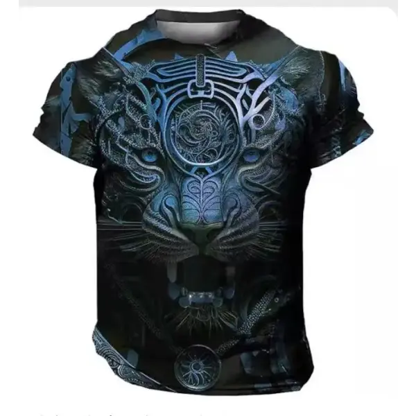 Domineering Lion 3D Print T-Shirt for Men – Summer Casual Oversized Streetwear Harajuku Short Sleeve Top - TX-BZ08 / XXL
