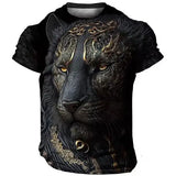 Domineering Lion 3D Print T-Shirt for Men – Summer Casual Oversized Streetwear Harajuku Short Sleeve Top - TX-BZ03 / XXL